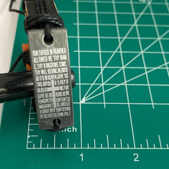 Vintage The Lords Prayer Leather Bracelet Mens Womens Adjustable Rope Catholic - Picture 10 of 10